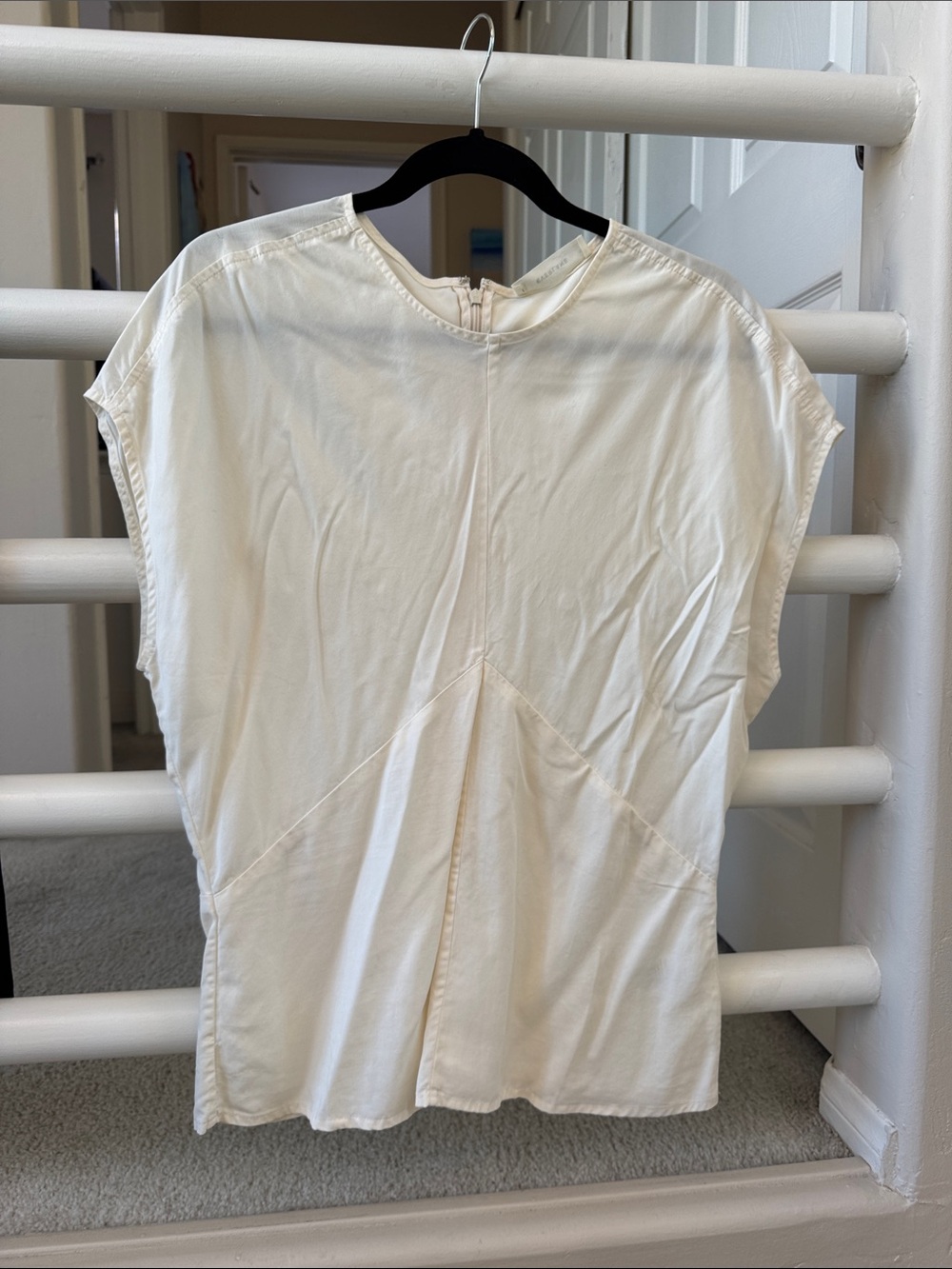 Everlane Cream Short-Sleeve Boxy Blouse NWOT